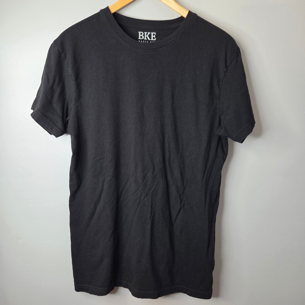 BKE Basic Fit‎ Mens Medium Black Short Sleeve Crew Neck Solid Cotton Tee T-Shirt